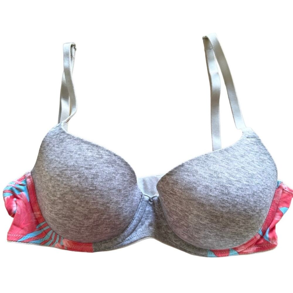 PINK Victoria's Secret Wear Everywhere Lightly Lined Bra Printed Gray 32C